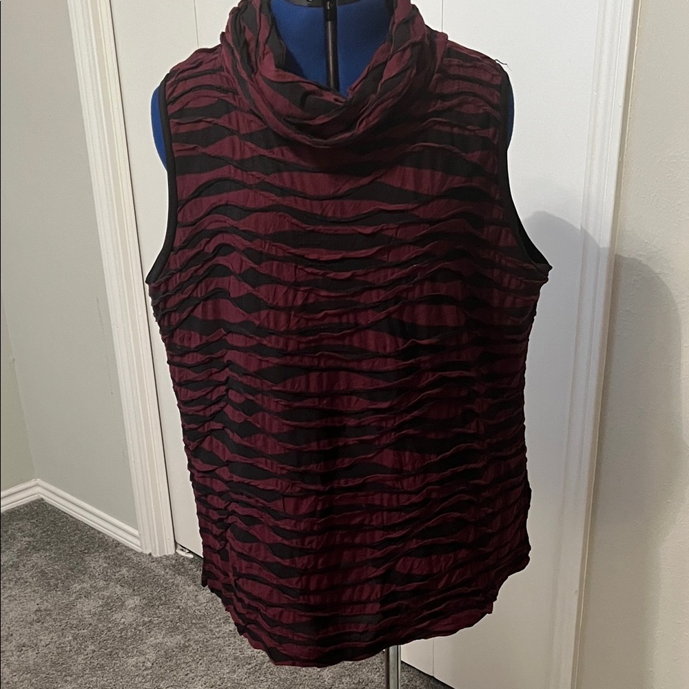 I C Collection Sleeveless Burgundy and Black Tank Top with Cowl Neck - XXL - Picture 2 of 10